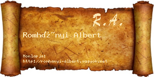 Romhányi Albert névjegykártya
