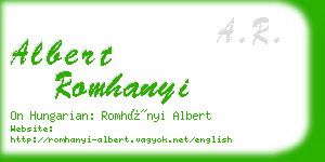 albert romhanyi business card